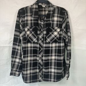 Duluth Women’s Folklore Flannel Shirt Size XL Black Cream Plaid $59